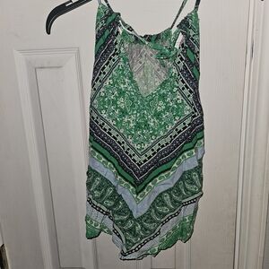 No Boundaries Green and Black Patterned Camisole